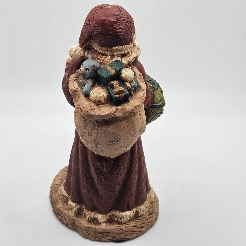 Vintage Hand Crafted‎ Santa Claus Figurine Teddy Bear Wreath Christmas Decor